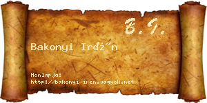 Bakonyi Irén névjegykártya